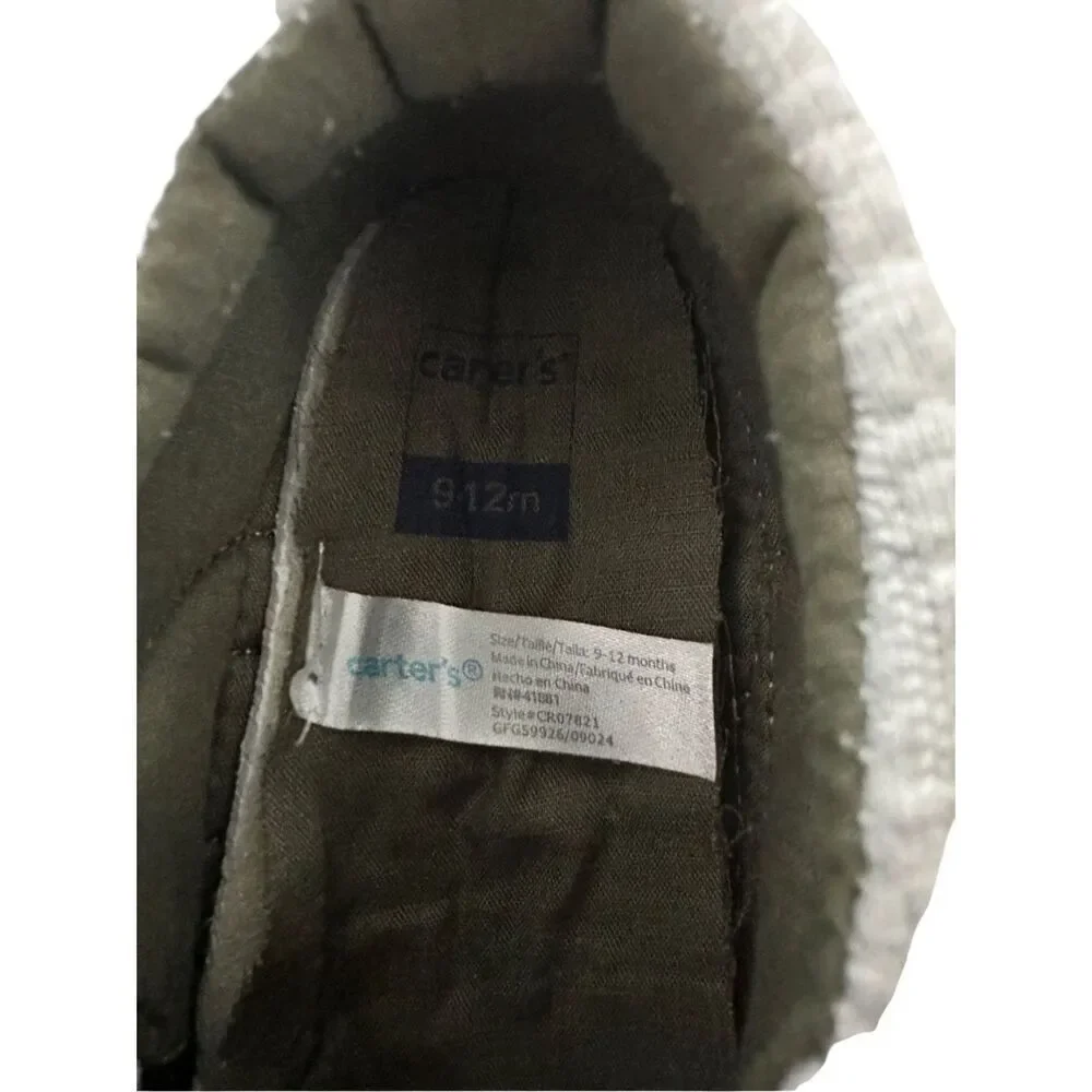 Carter’s canvas quilted crib shoes boys 18-24 months grey